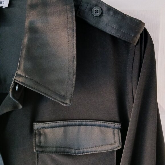 Calvin Klein Women's Button Down Black Blouse Long Sleeves Medium Pockets - Picture 4 of 8